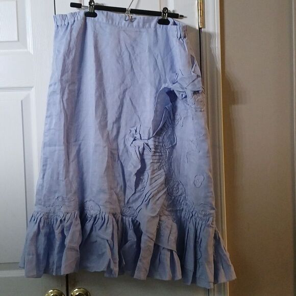 Night Studio Linen vintage ight lilac button down jacket and skirt set  Sz 20 - Picture 7 of 11